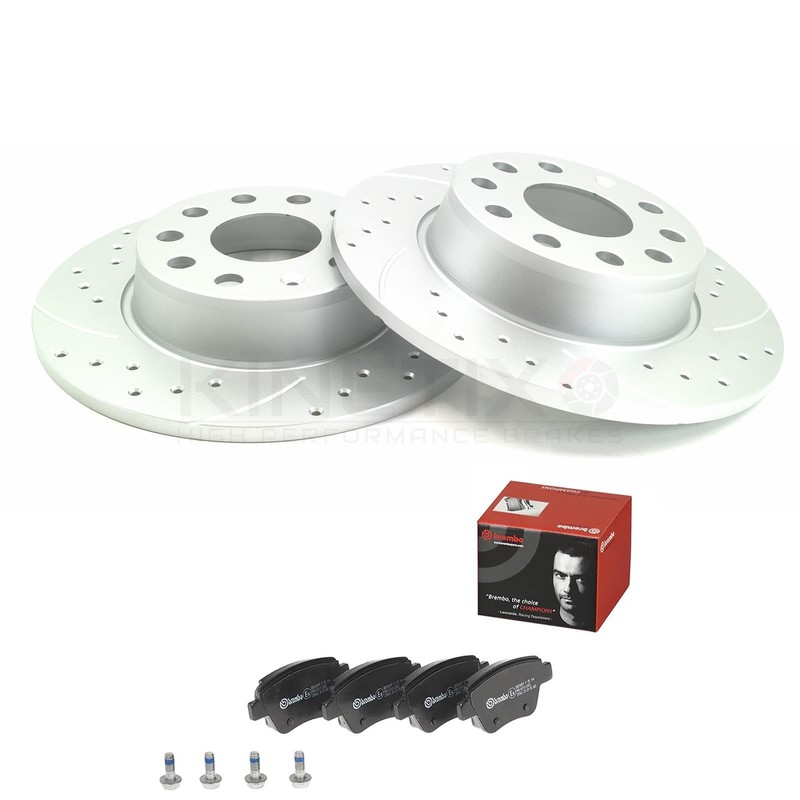 FOR SKODA OCTAVIA 1.8 TSI MK2 07-13 REAR DRILLED GROOVED DISCS BREMBO PADS 272mm