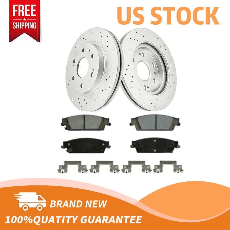 Chevy Silverado GMC Sierra 1500 Escalade 4pc Rear Drilled Rotors & Brake Pads