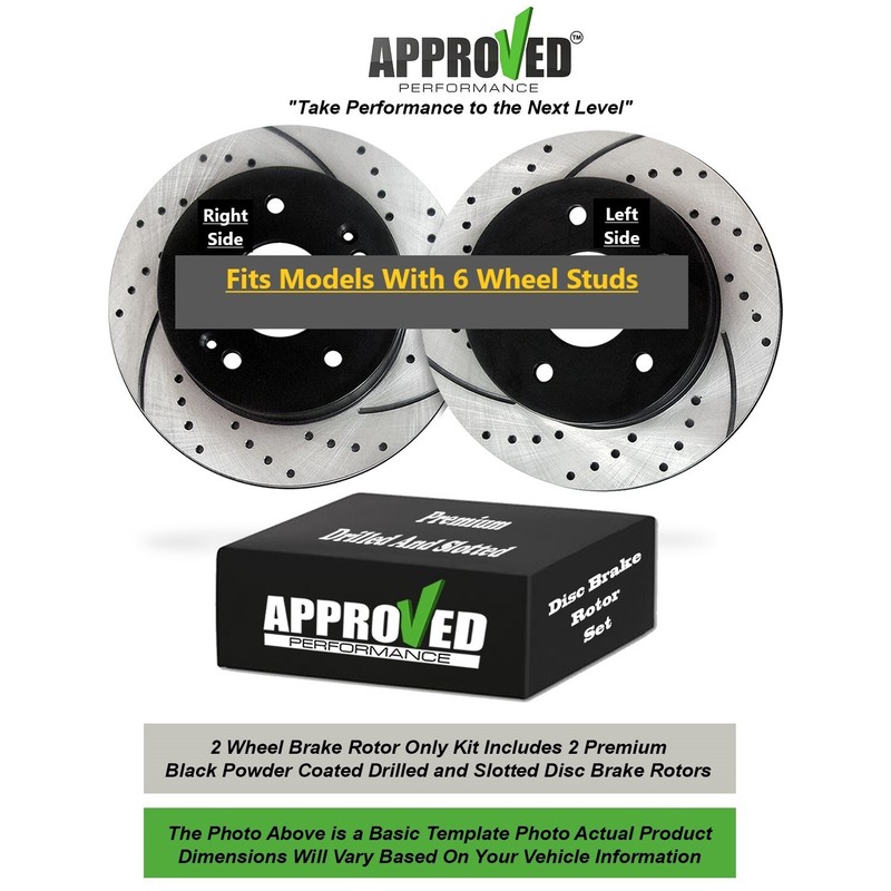 Front Set Premium Drilled and Slotted Disc Brake Rotors (Brake Rotors Only)