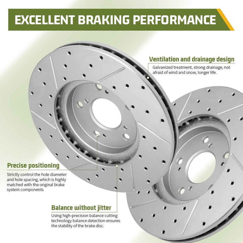 255mm Front Drilled Disc Brake Rotors Set for 2010 - 2015 Toyota Prius gallery