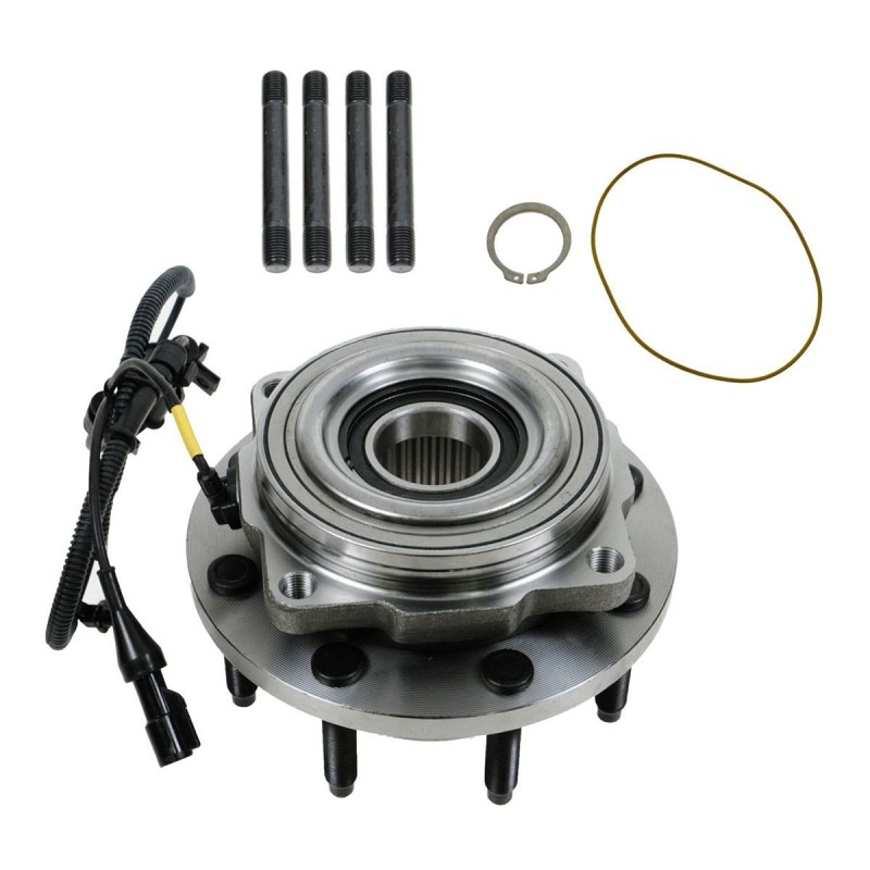 TRQ Front Performance Drilled Slotted Brake Rotor Ceramic Pad & Wheel Bearings gallery