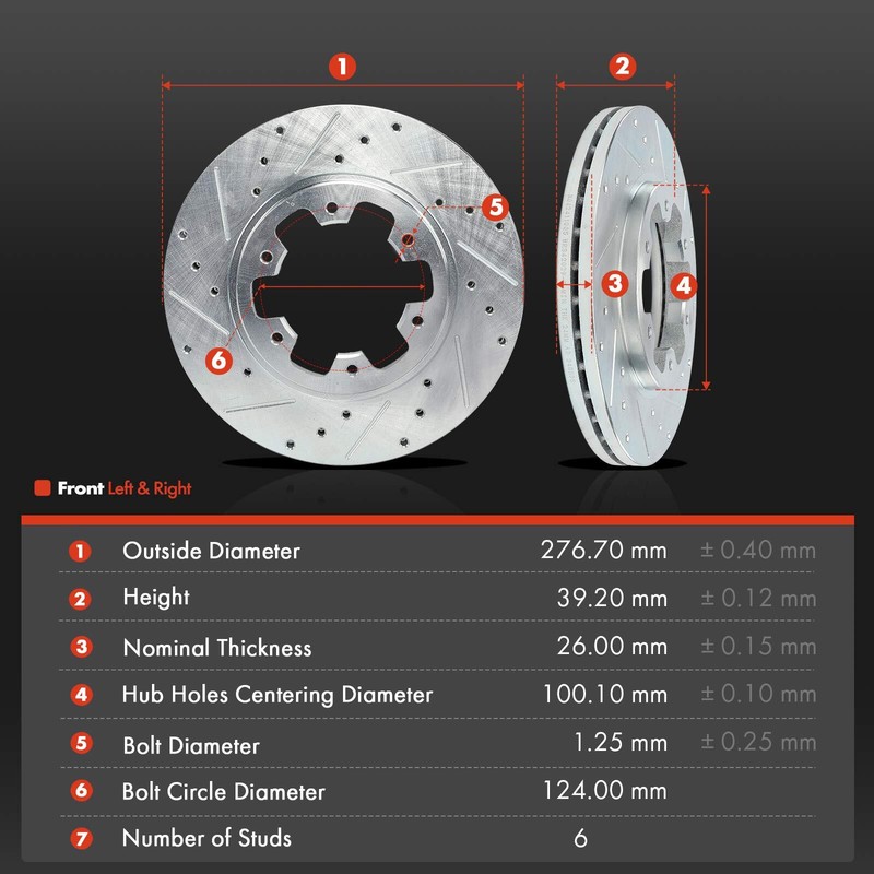6Pcs Drilled Brake Rotors & Ceramic Pads for Nissan Pickup Frontier 720 Front gallery