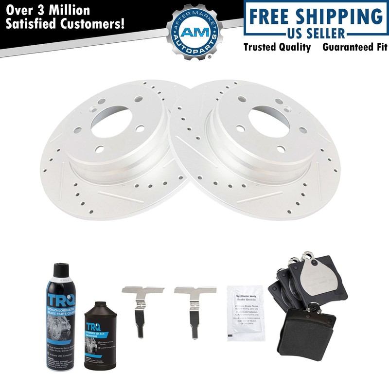 Performance & Coated Brake Rotor & Ceramic Pad Rear Kit w/Chemicals