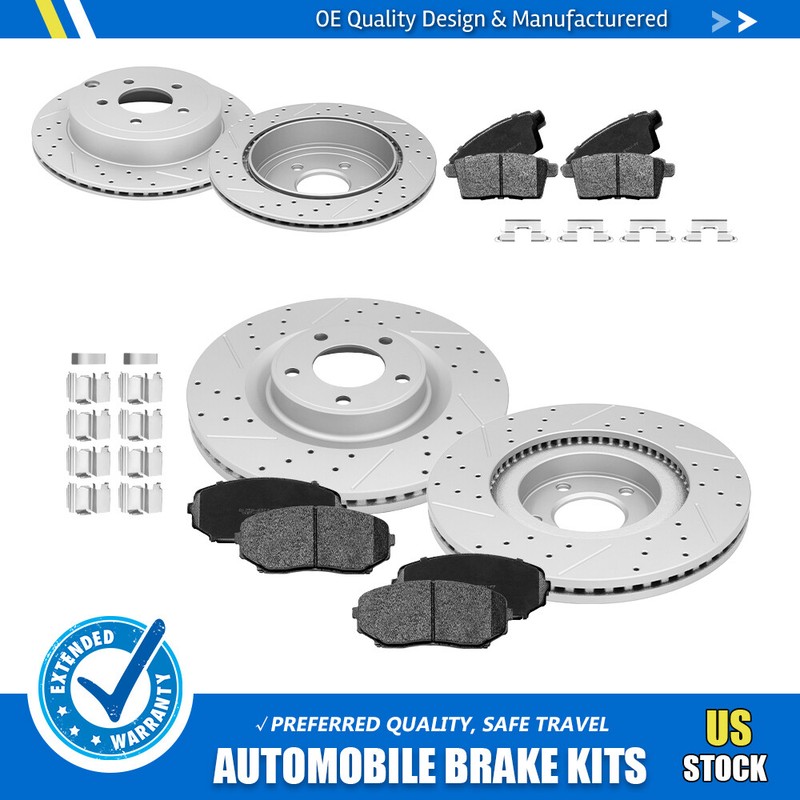 Front + Rear Drilled Brake Disc Rotors +Pads For Ford Edge Lincoln MKX 2007-2010