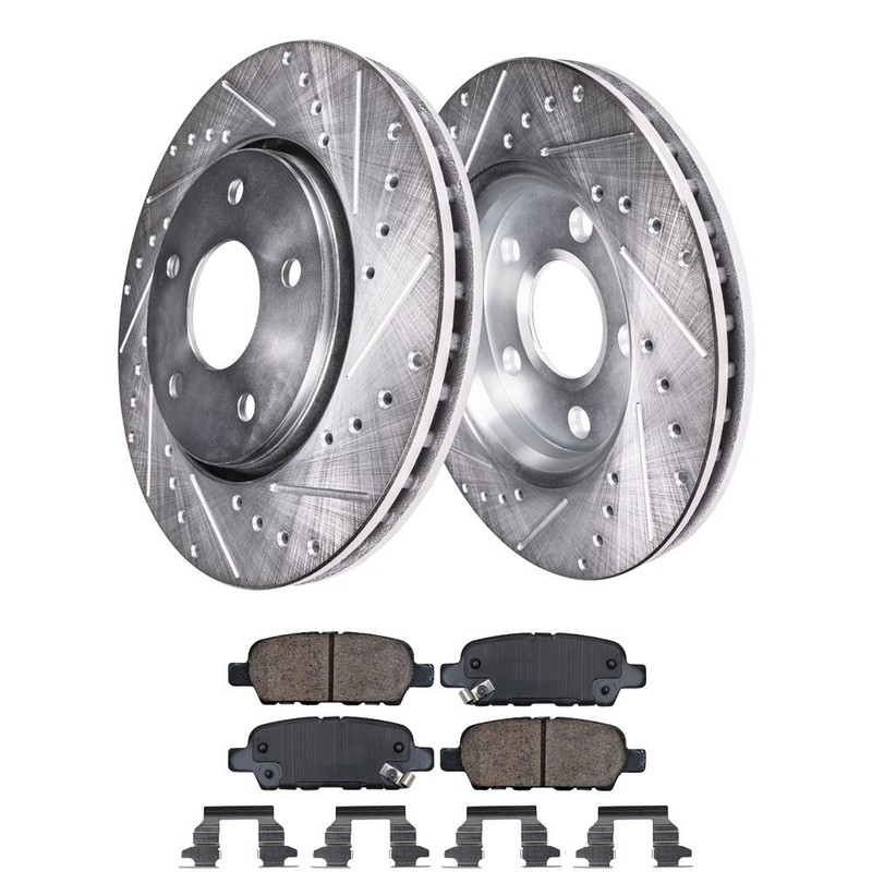 Front Rear Ceramic Drilled Slotted Rotors Ceramic Pads Kit gallery