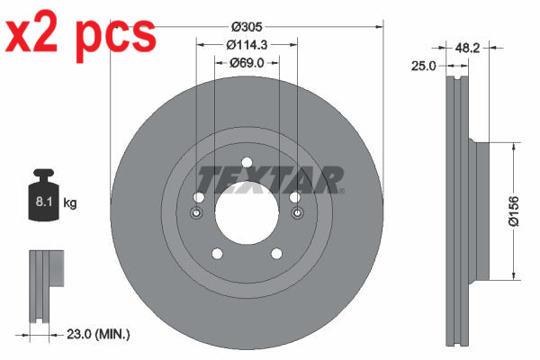X2 PCS L&R SIDES BRAKE DISC 92333203