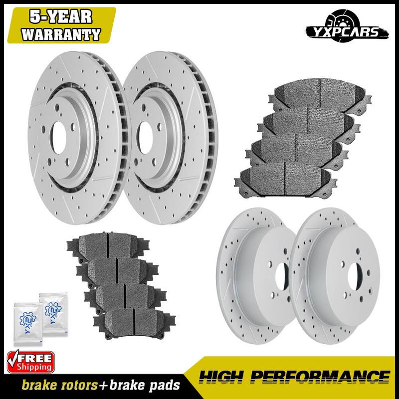 Front & Rear Rotors + Brake Pads for Toyota Sienna Highlander Lexus RX350 RX450h