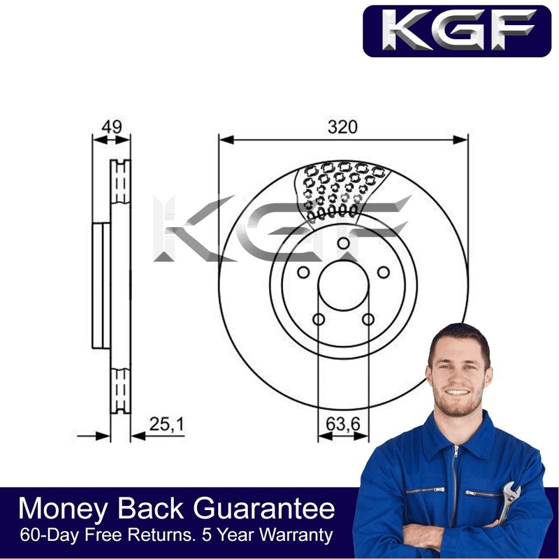 KGF Front Brake Disc Fits Ford Kuga Transit Connect Focus Tourneo