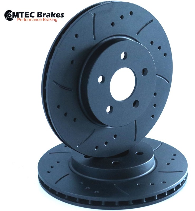 Alfa Romeo 156 Sportwagon 2.5 V6 01-03 Front Brake Discs Black Perforated Grooved gallery