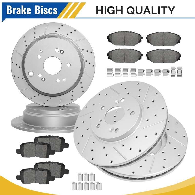 Front & Rear Drilled Brake Rotors Brake Pad For Honda Odyssey 2002 2003 2004
