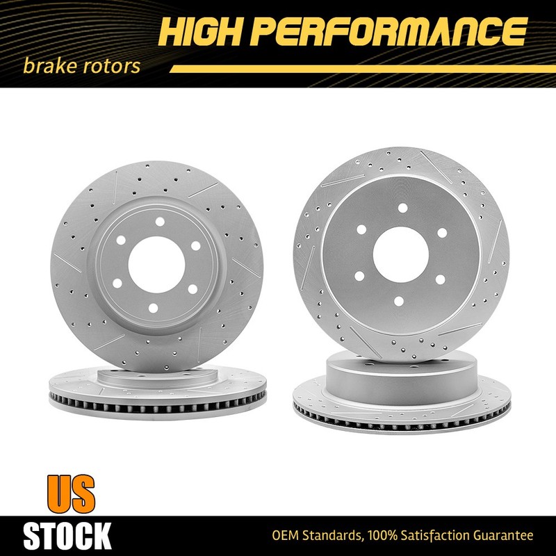 Front Rear Drilled Disc Brake Rotors Kit For 2017 – 2023 Nissan Titan