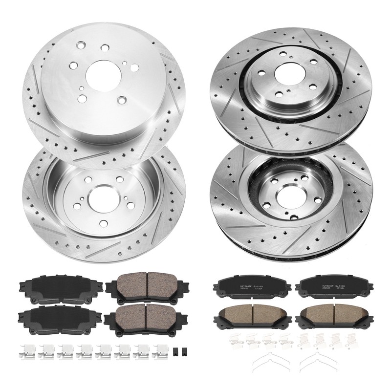 Brake Pads & Front Rear Drilled Rotors OE Fit Toyota Sienna Highlander RX350 RX