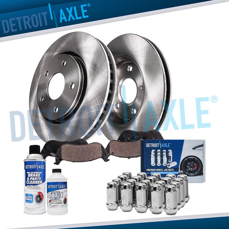 Front Disc Rotor Brake Pad w/20pc Wheel Lug Nut for 2002-05 Mountaineer Explorer