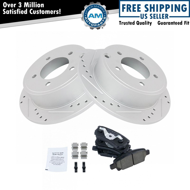 Performance Brake Rotor Drilled & Slotted Coated & Ceramic Pad Rear Kit