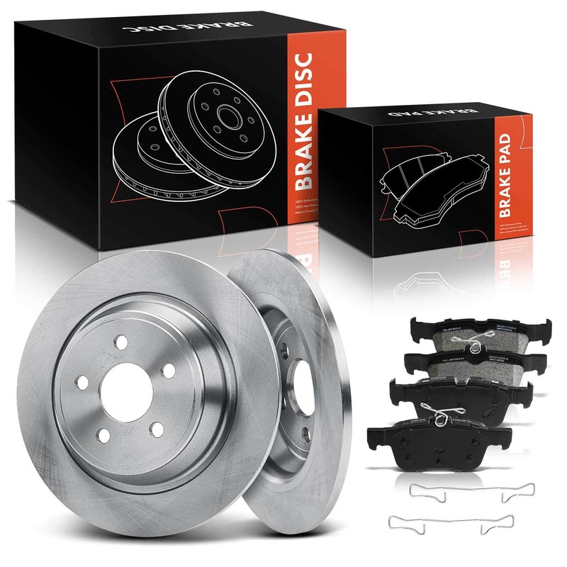 Rear Side Disc Brake Rotors + Brake Pads for Ford Fusion Lincoln Continental MKZ