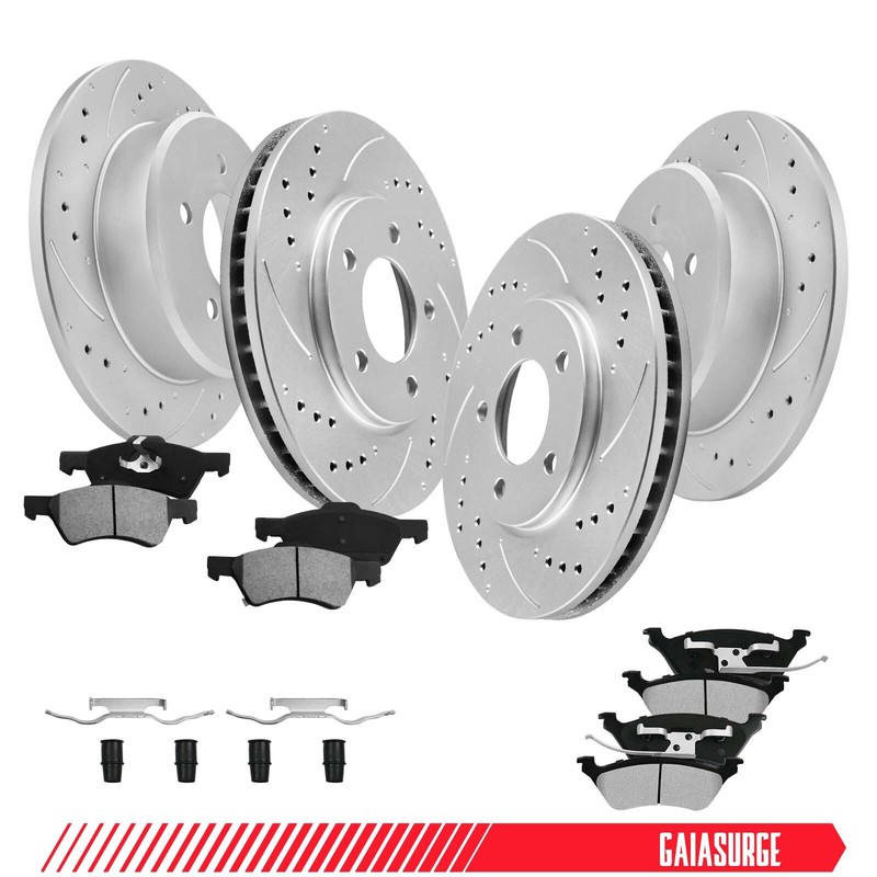 Front Rear Drilled Rotors Brake Pads for 2001-2007 Town & Country Grand Caravan