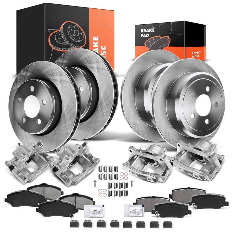 Disc Brake Rotors & Brake Pads+Brake Calipers for Dodge Nitro Jeep Front & Rear