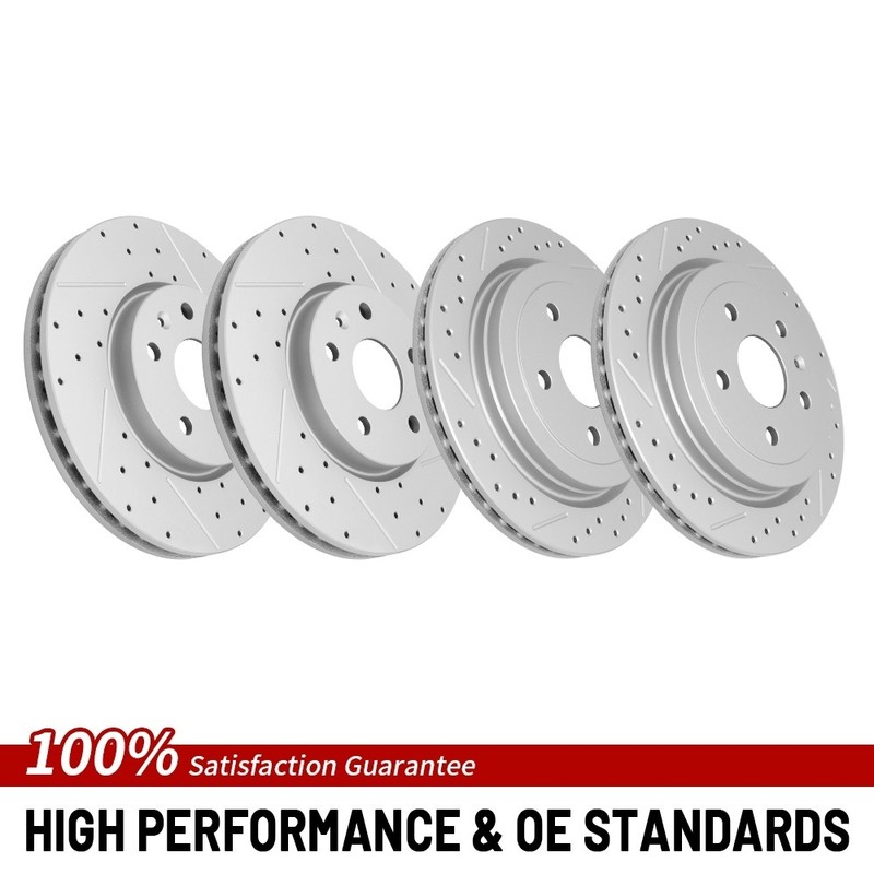 Front Rear Drilled Brake Rotors For 2010 2011 2012-2015 Chevrolet Camaro V6 3.6L