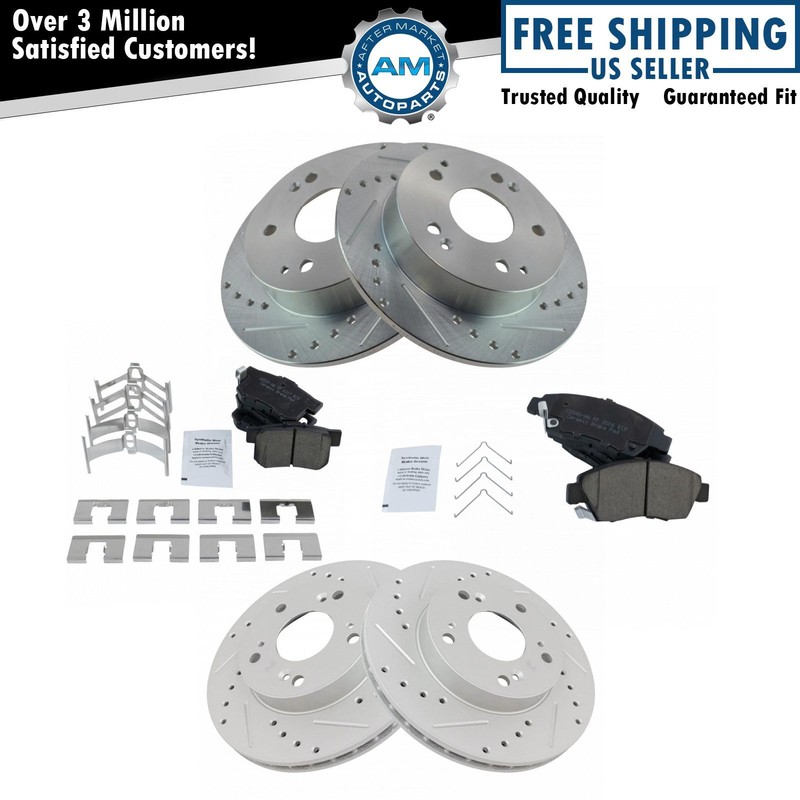 Front & Rear Premium Ceramic Brake Pad Performance Rotor Kit for Honda