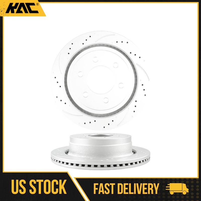 Rear Drilled Slotted Zinc Plated Brake Rotors for 2012-2014 2015-2018 Ford F-150