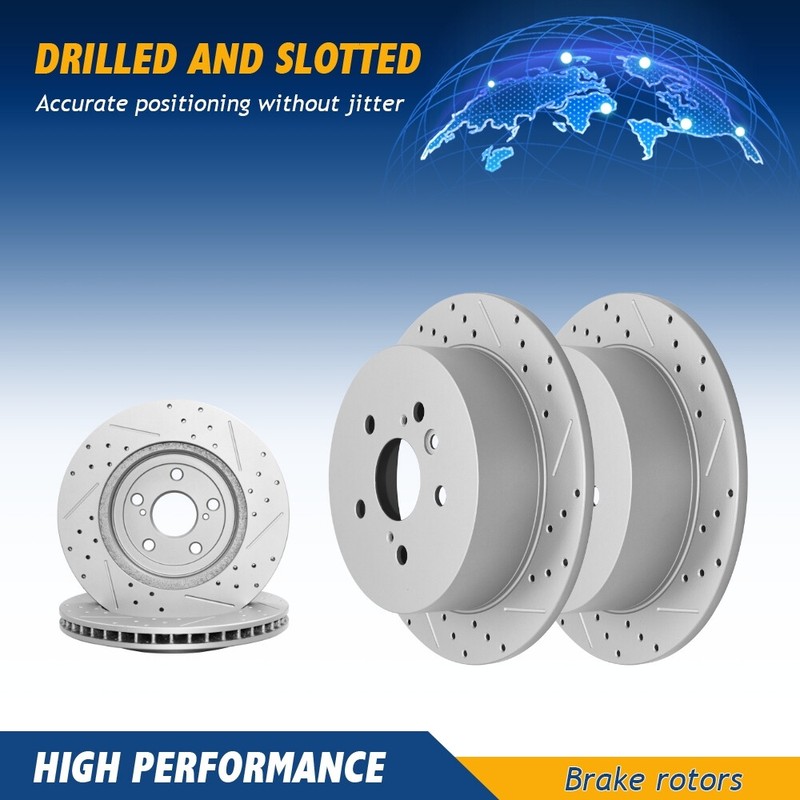 Front & Rear Drilled Disc Brake Rotors Kit For Toyota Highlander Lexus RX330