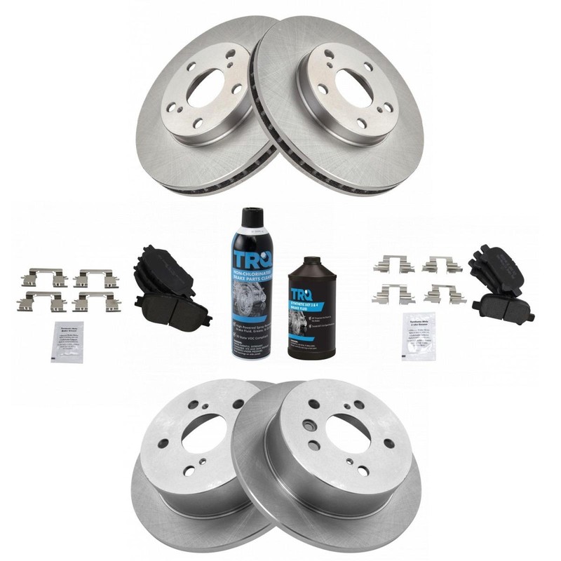 Semi-Metallic Brake Pad & Rotor Front & Rear Kit w/ Fluids for Toyota Camry