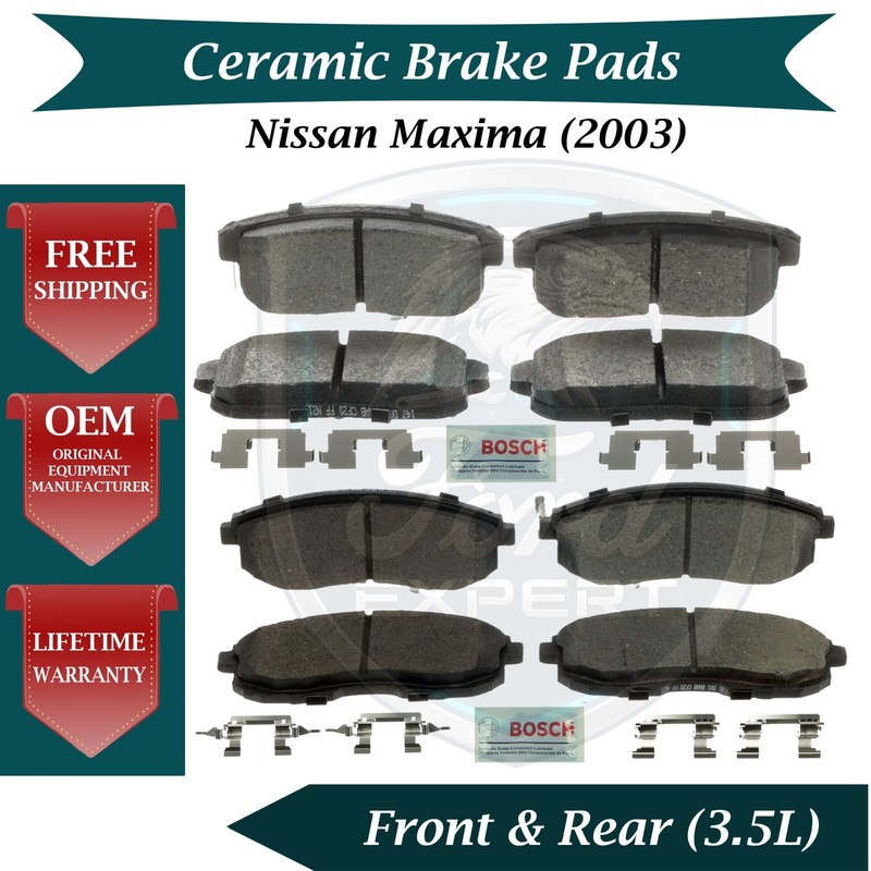 Bosch OEM Front & Rear Ceramic Brake Pads Kit For 2003 Nissan Maxima 9 Yr Warra.