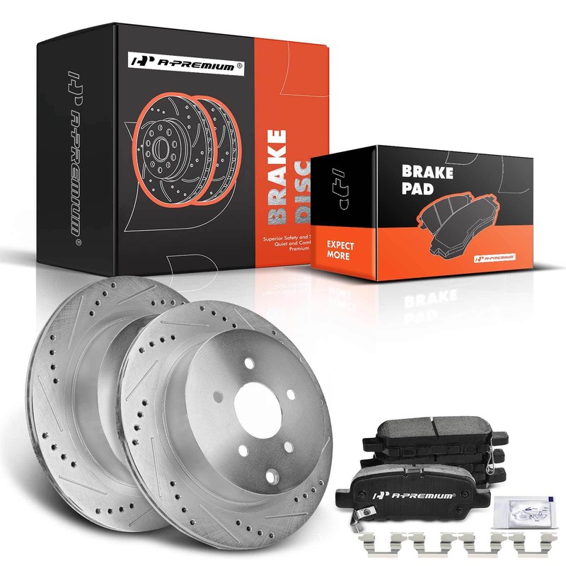 A-Premium Rear Drilled Brake Rotors & Ceramic Pads for Nissan Murano 2009-2019