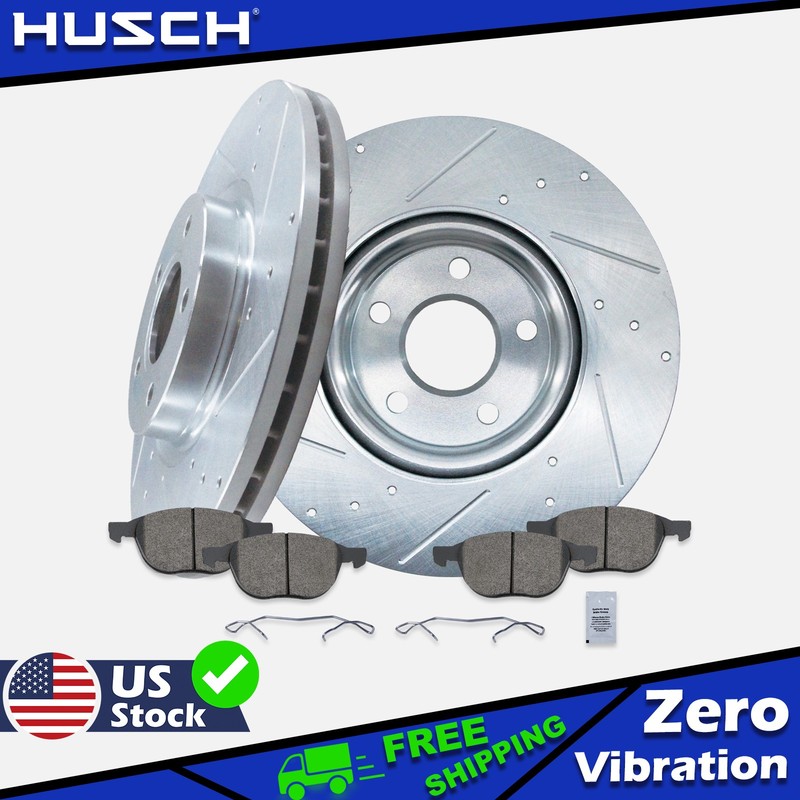 Front Drilled & Slotted Brake Rotors kit for Ford Escape Volvo C30 C70 S40 V50