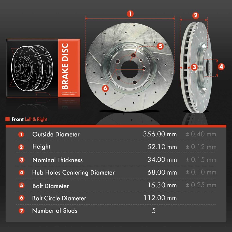 2x Front Drilled Brake Rotor for Audi A6 Quattro A6 A7 A7 Quattro A8 Quattro gallery