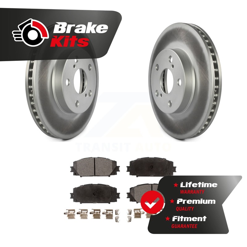 Front Coated Disc Brake Rotor & Semi-Metallic Pad Kit For 2010-2015 Toyota Prius
