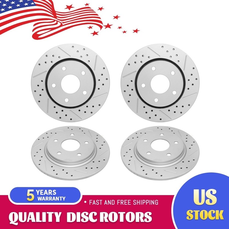 Front And Rear Drilled Brake Disc Rotors Set for Journey Grand Caravan Routan