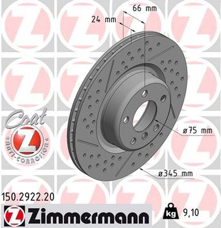 Zimmermann 150.2922.20 Standard Coat Z Disc Brake Rotor