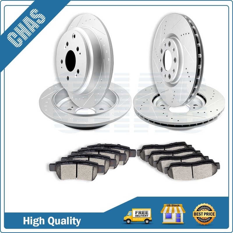 Front And Rear Brake Ceramic Pads & Rotors Kit For Honda Odyssey 2005-2010 3.5L