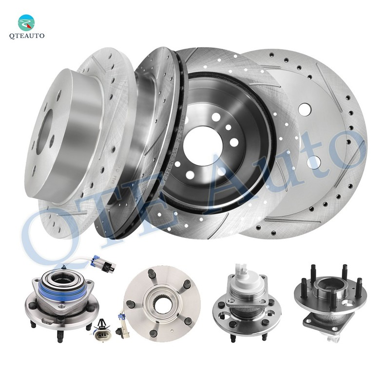 8P F 303-R 278 Drilled Brake Rotors-Wheel Hub For 2000-2005 Chevy Monte Carlo