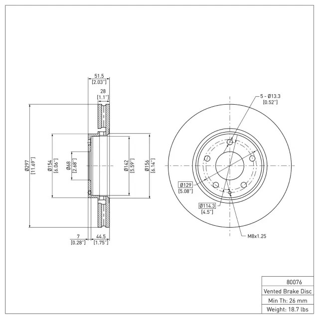 Genuine DYNAMIC FRICTION Disc Brake Rotor 600-80076 gallery