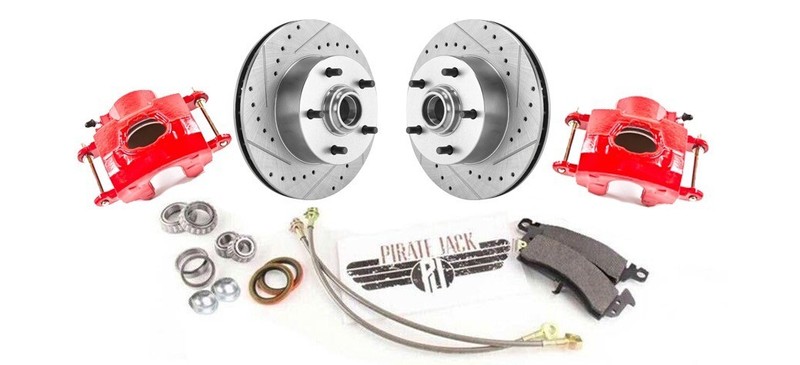 1973-87 C10 Chevy Truck Disc Brake Wheel Kit Overhaul, D/S Rotors, Red Calipers gallery