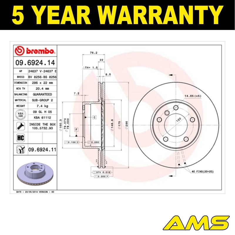 Fits BMW 5 Series 1995-2004 + Other Models Brake Discs Front AMS gallery