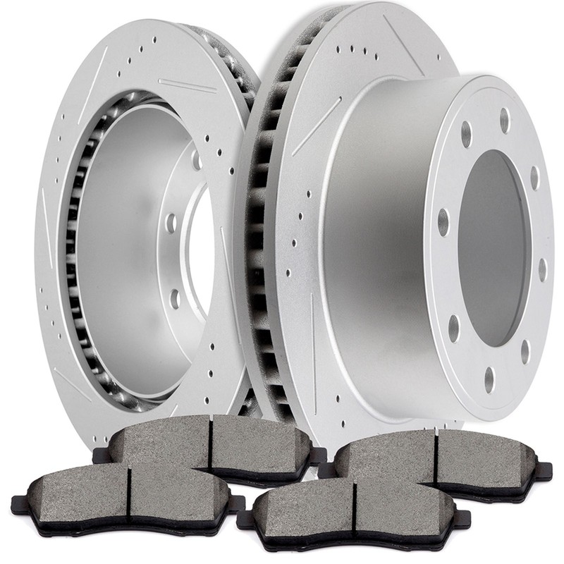 For 99-04 Ford F-250/ F-350 Super Duty series Rear Brake Rotor Ceramic Pads slot