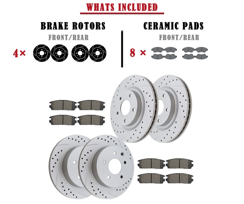 Fit for Nissan Rogue Front and Rear Brake Rotors Pads Kit Drilled Slotted Brakes gallery