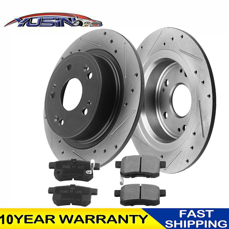 Rear Drilled Disc Rotors and Ceramic Pads for 2009 – 2014 Honda Accord Acura TSX
