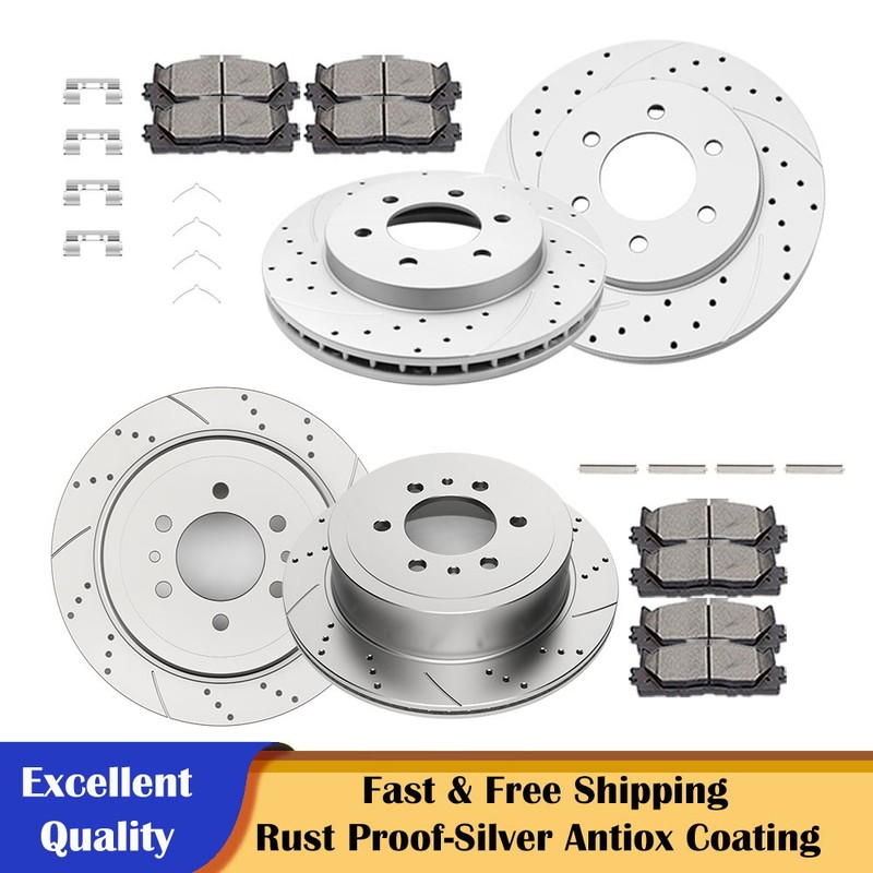 Fit for Ford F-150 Lincoln Mark LT Front Rear Brakes Rotors Brakes Pads Kits 4WD