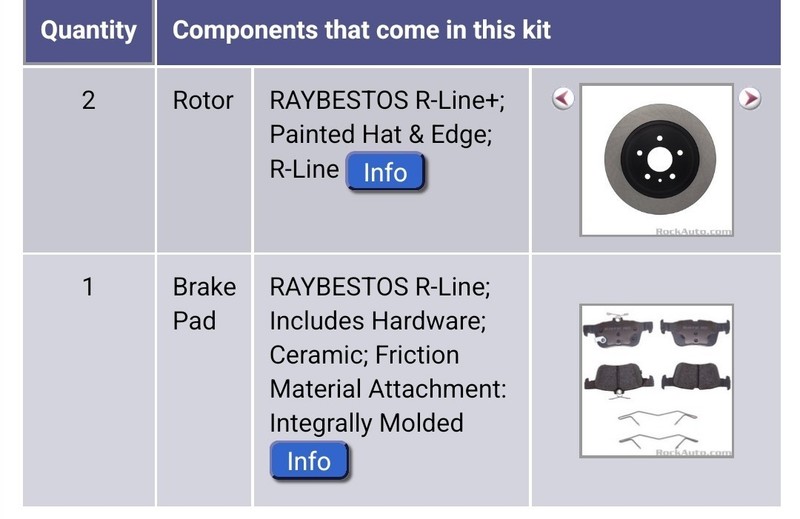 RAYBESTOS 2 Rear Rotors (681012R2) & Rear Brake Pads (MGD1833CH) Kit FORD gallery