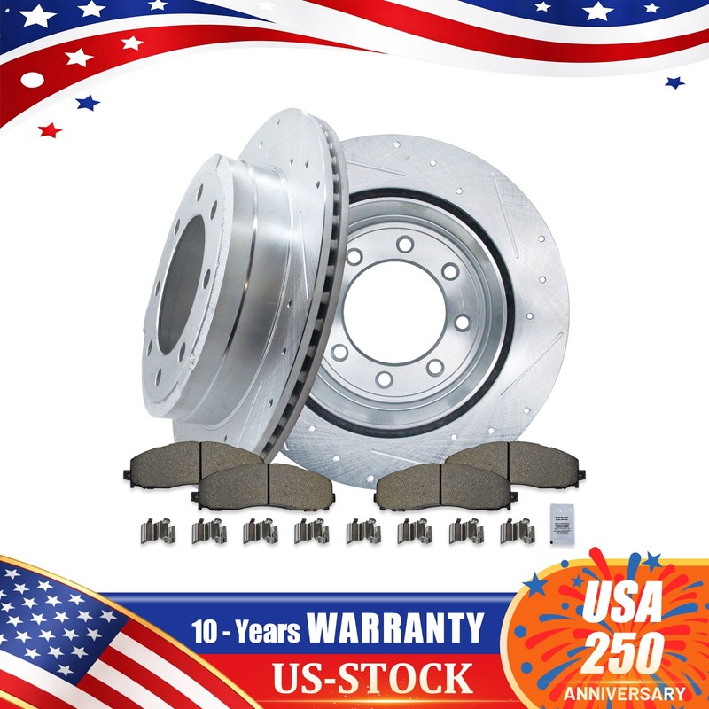 363mm Rear Drilled Rotors Ceramic Brake Pads for Ford F-250 F-350 Super Duty