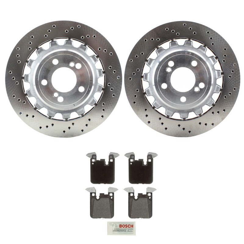 SHW Rear Rotors Bosch Quietcast Semi-Met Disc Brake Pad Kit For BMW F87 M2 18-20