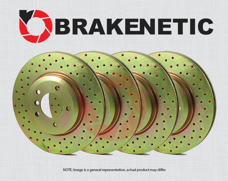 FRONT+REAR BRAKENETIC Sport Cross Drilled Brake Disc Rotors V6 30.51034.21