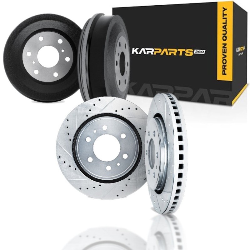 For GMC Yukon 1995-2000 Brake Rotor Set | Silver | Drilled And Slotted