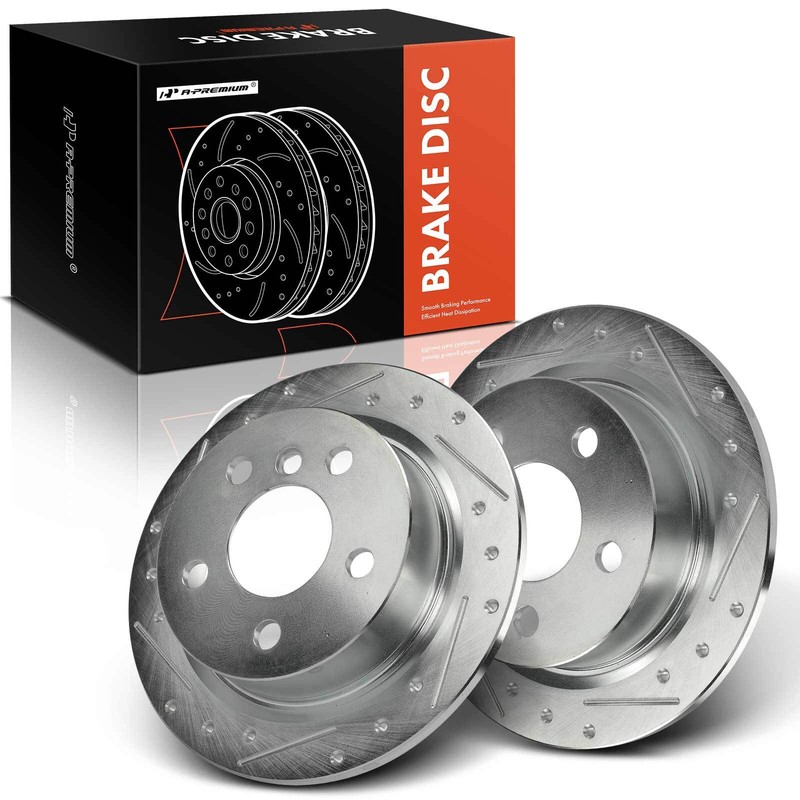 A-Premium Rear Side Drilled Brake Rotor for Mini Cooper 2014-2019 259 mm 5 Lug