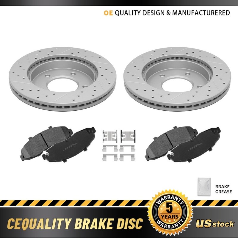 Front Drilled Disc Rotors + Ceramic Brake Pads Kit for 1997 – 2003 Ford F-150