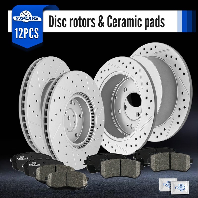 Front Rear Brake Disc Rotors Ceramic Pads for 2010-2013 Kia Forte Koup 2.4L
